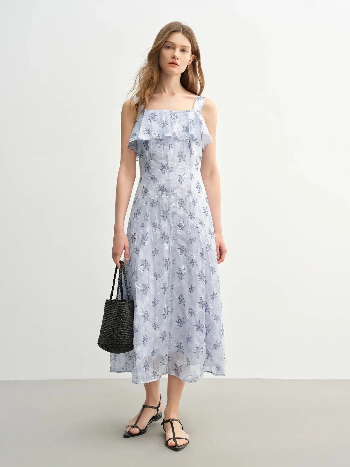 Slim-Fit French Rose Summer Dress - Loran