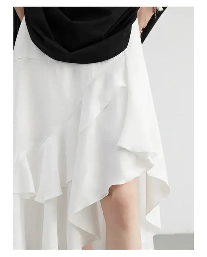 Chic Ruffle Hem A-Line Midi Skirt - Loran