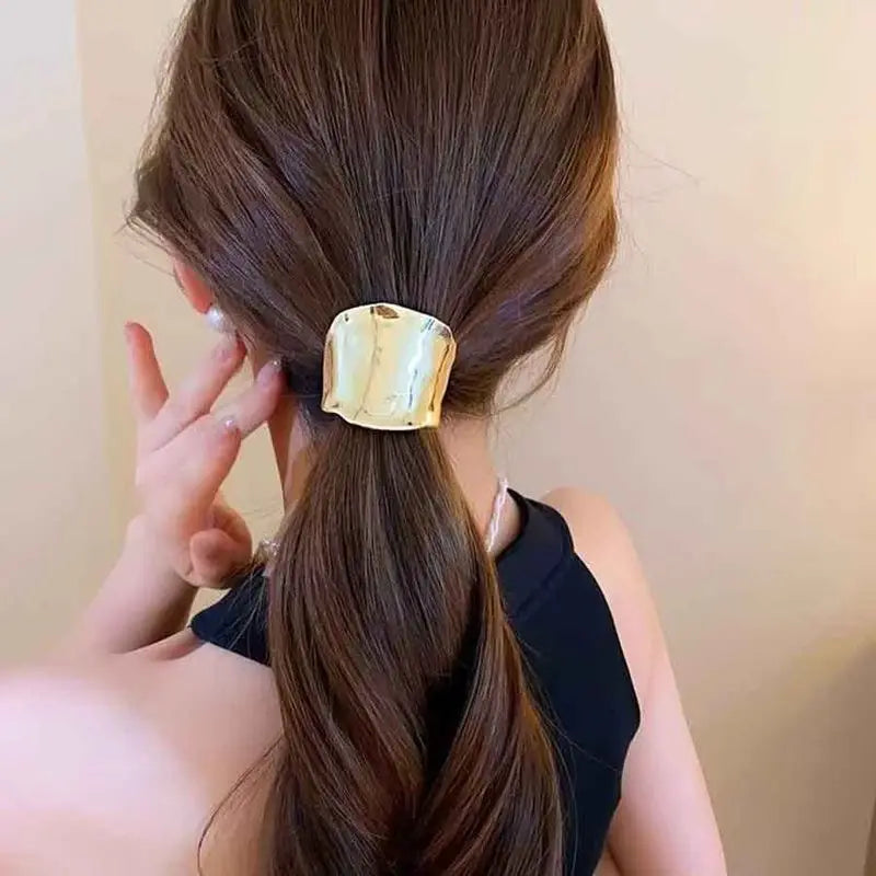 High-End Geometric Metal & Letter Headband Hair Ties