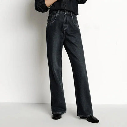 High Waist Fleece Lined Wide Leg Jeans Loran