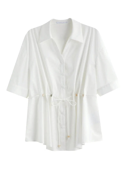 Temperament Lace-Up V-Neck Shirt for Summer LORAN STORE