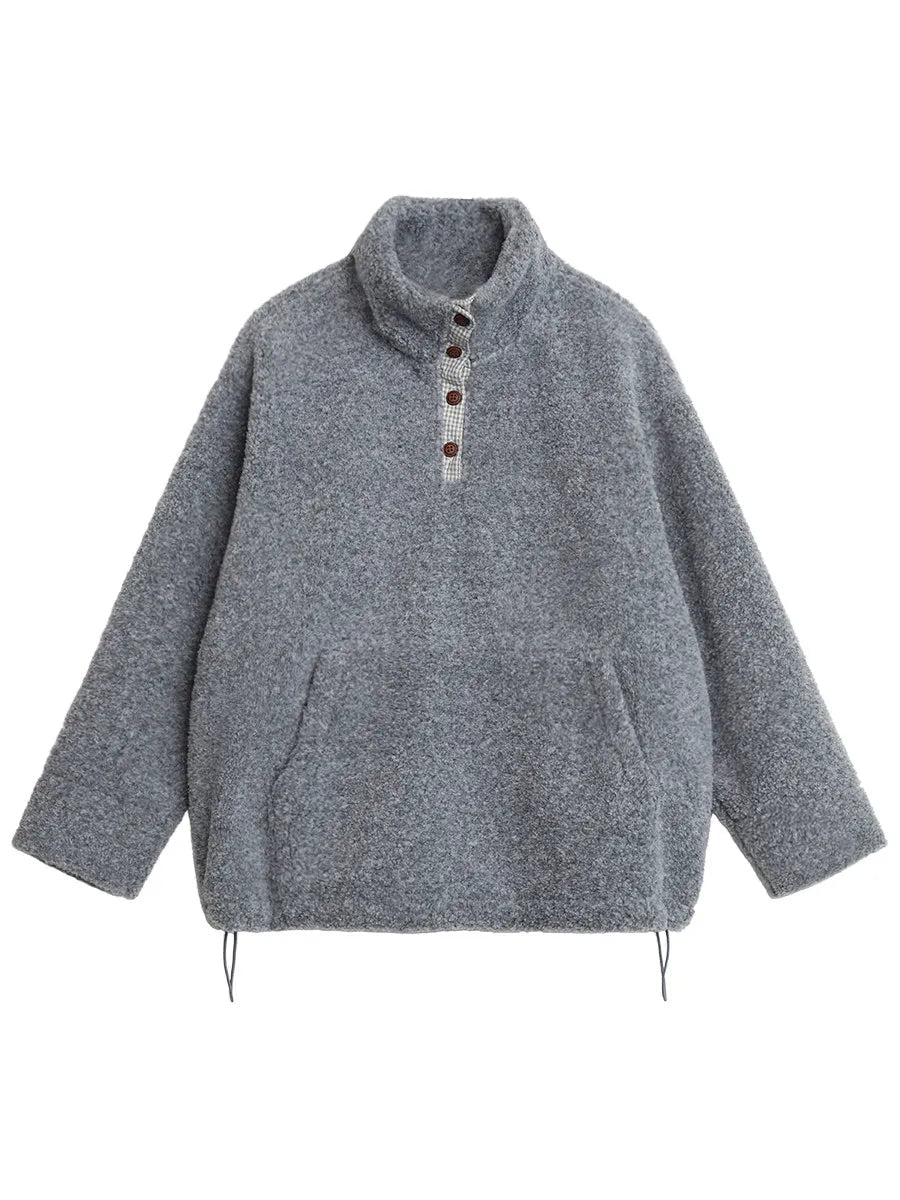 Women’s Plush Plaid Patchwork Hoodie Autumn Pullover Loran