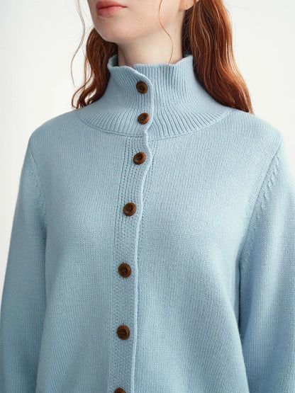 Women’s Wool Knitted Cardigan - Soft Ribbed Winter Sweater - Loran