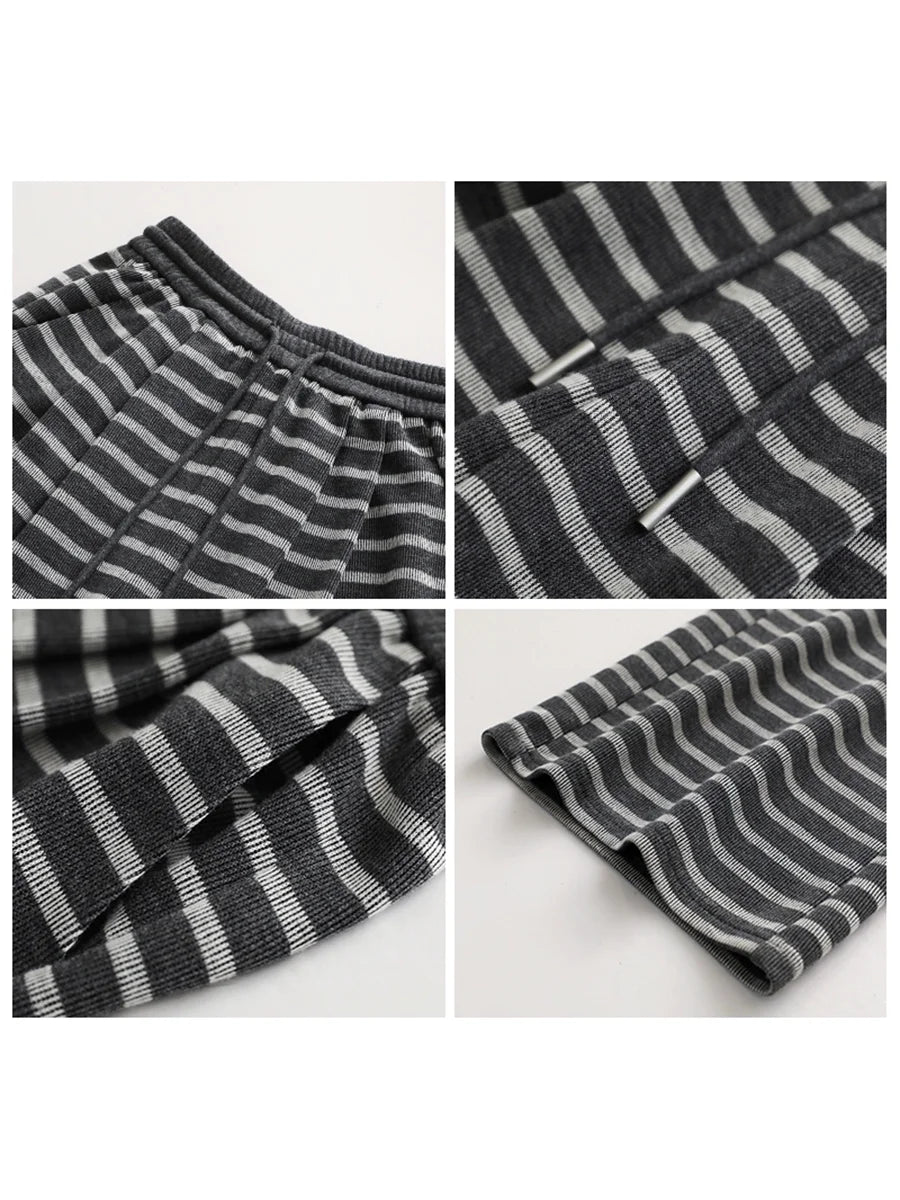 CHIC VEN Women Trousers Loose Casual Striped Wide Leg Pants Hanging Straight Casual Trousers Spring Autumn Women 2025 Loran