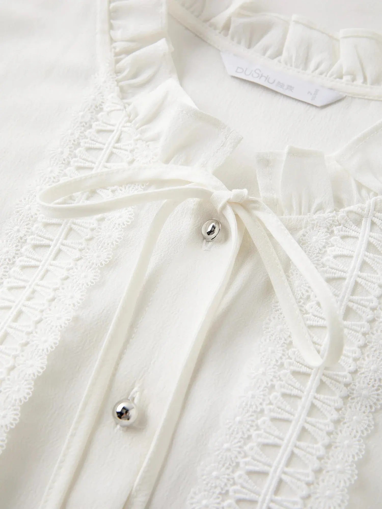 French-Style Tie-Front White Shirt - Loran