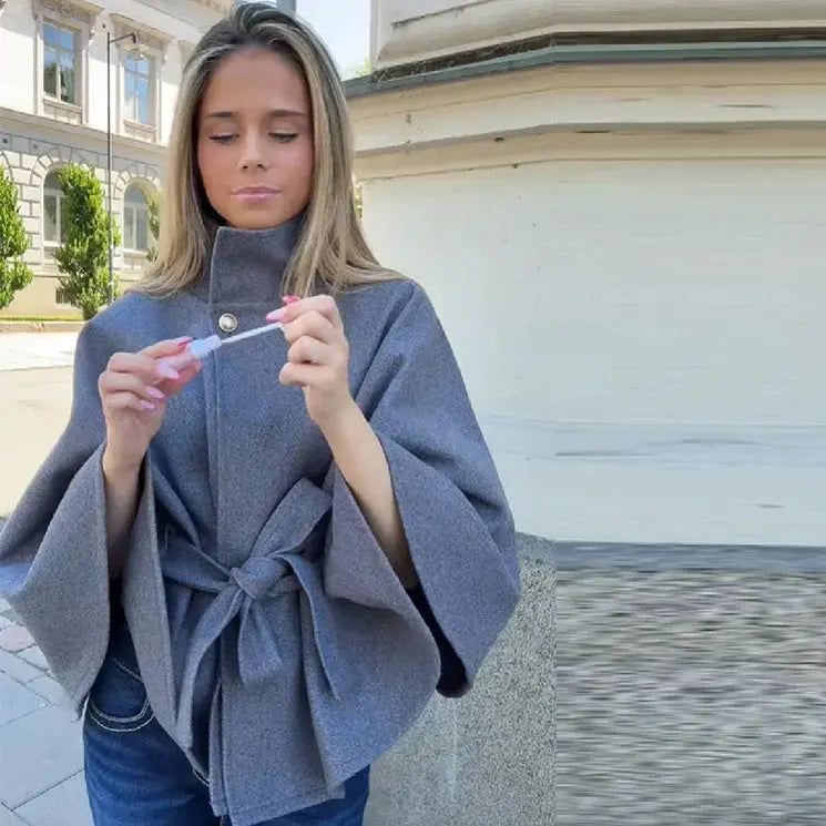 Stylish & Modest Cape Jacket with Belt - Loran