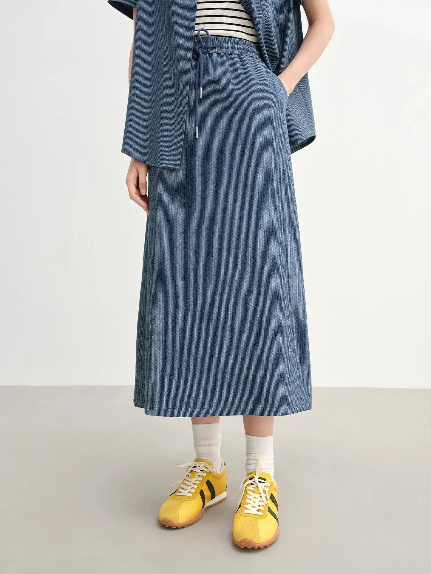 Women's Striped T-shirt and Skirt Set for Summer - Loran