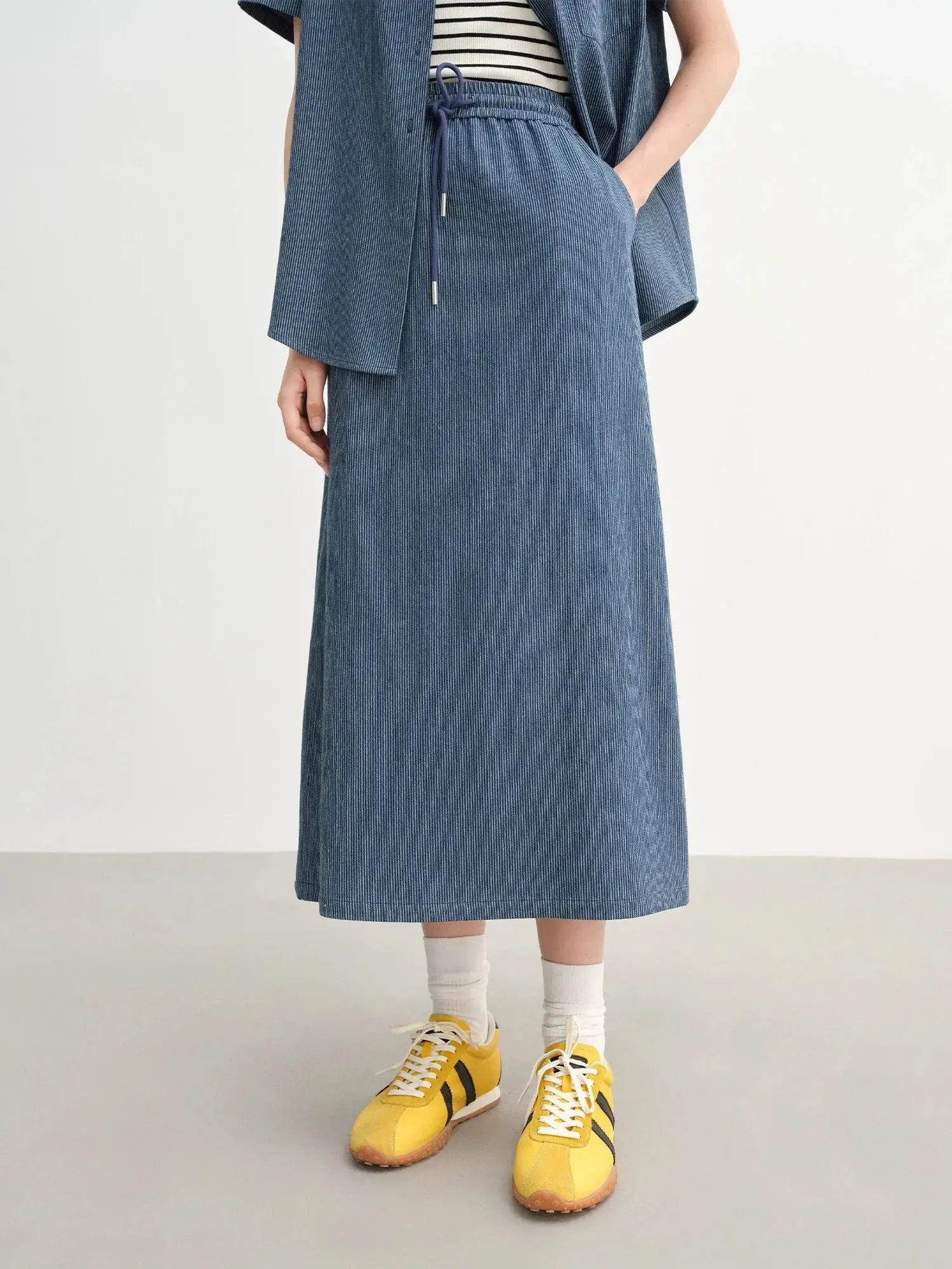Women's Striped T-shirt and Skirt Set for Summer - Loran