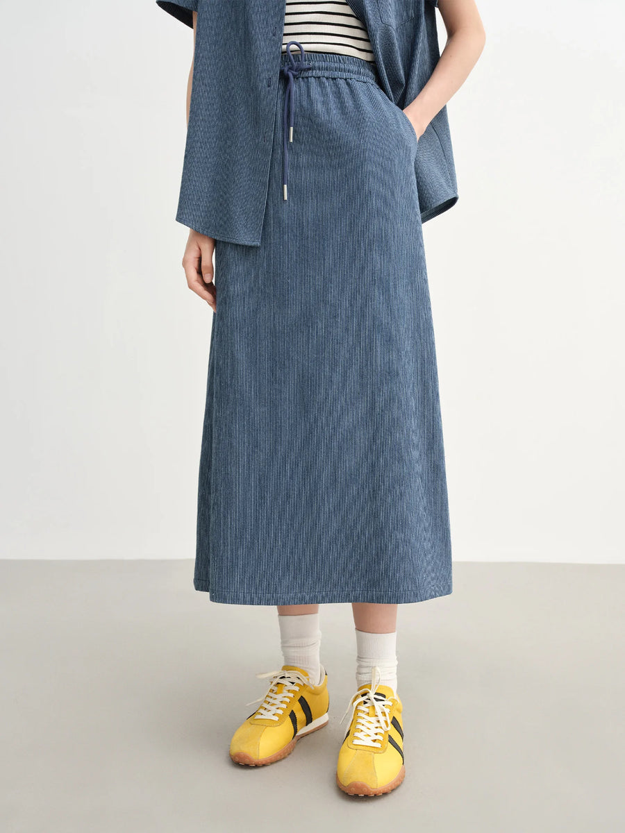 Women's Striped T-shirt and Skirt Set for Summer