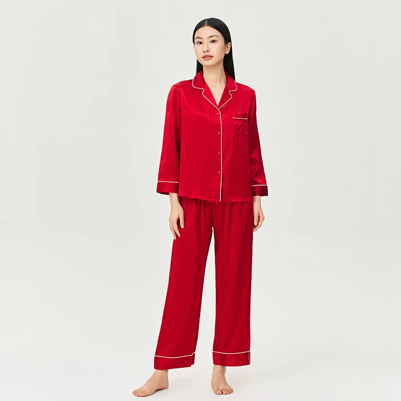 Women’s Mulberry Silk Pajama Set Long Sleeve Loungewear Loran