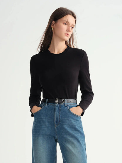 Women's Soft Self-Heating Wool Knit T-Shirt - Loran