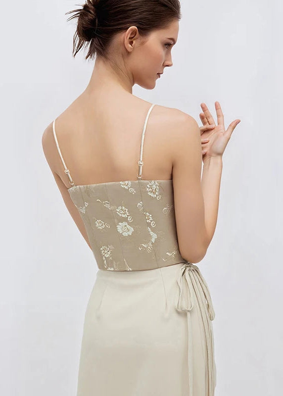Amii Women Top 2026 Spring New Jacquard Sling Vest Women Adjustable Shoulder Strap Inner Waist-cinching Sleeveless Top 12651005 Loran