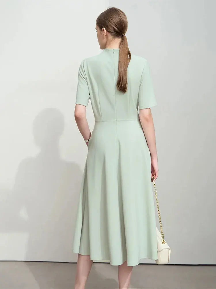 Elegant Autumn Short-Sleeve Drape Dress - Loran