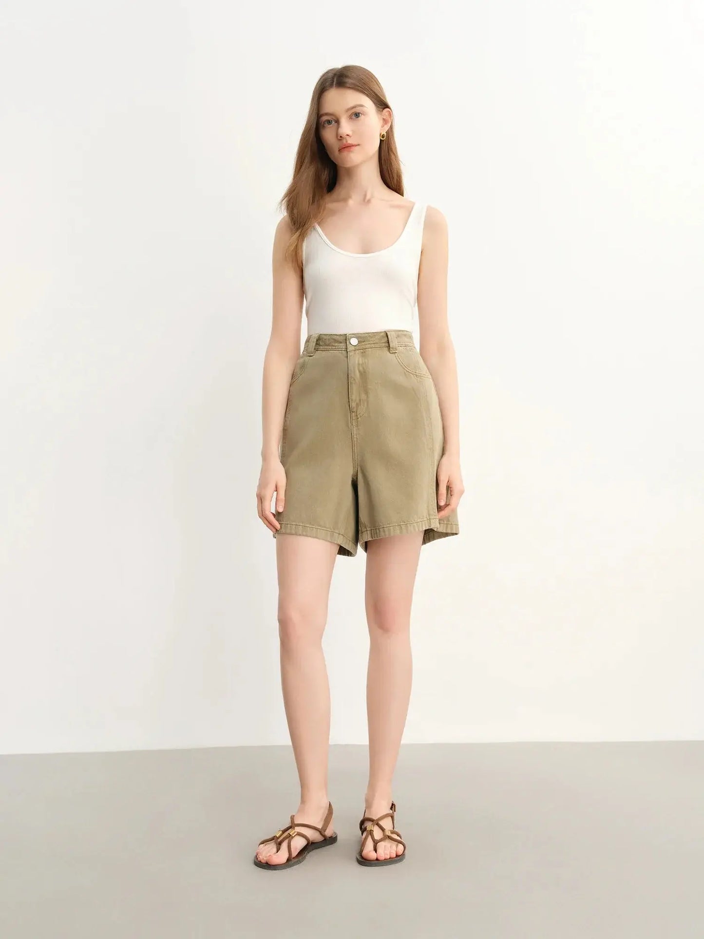 Plus-Size High-Waisted Denim Shorts - Loran