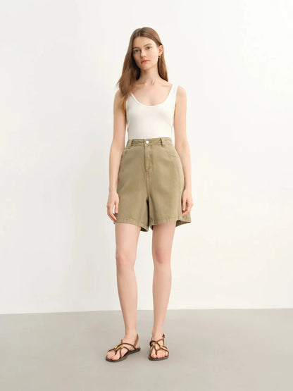 Plus-Size High-Waisted Denim Shorts - Loran