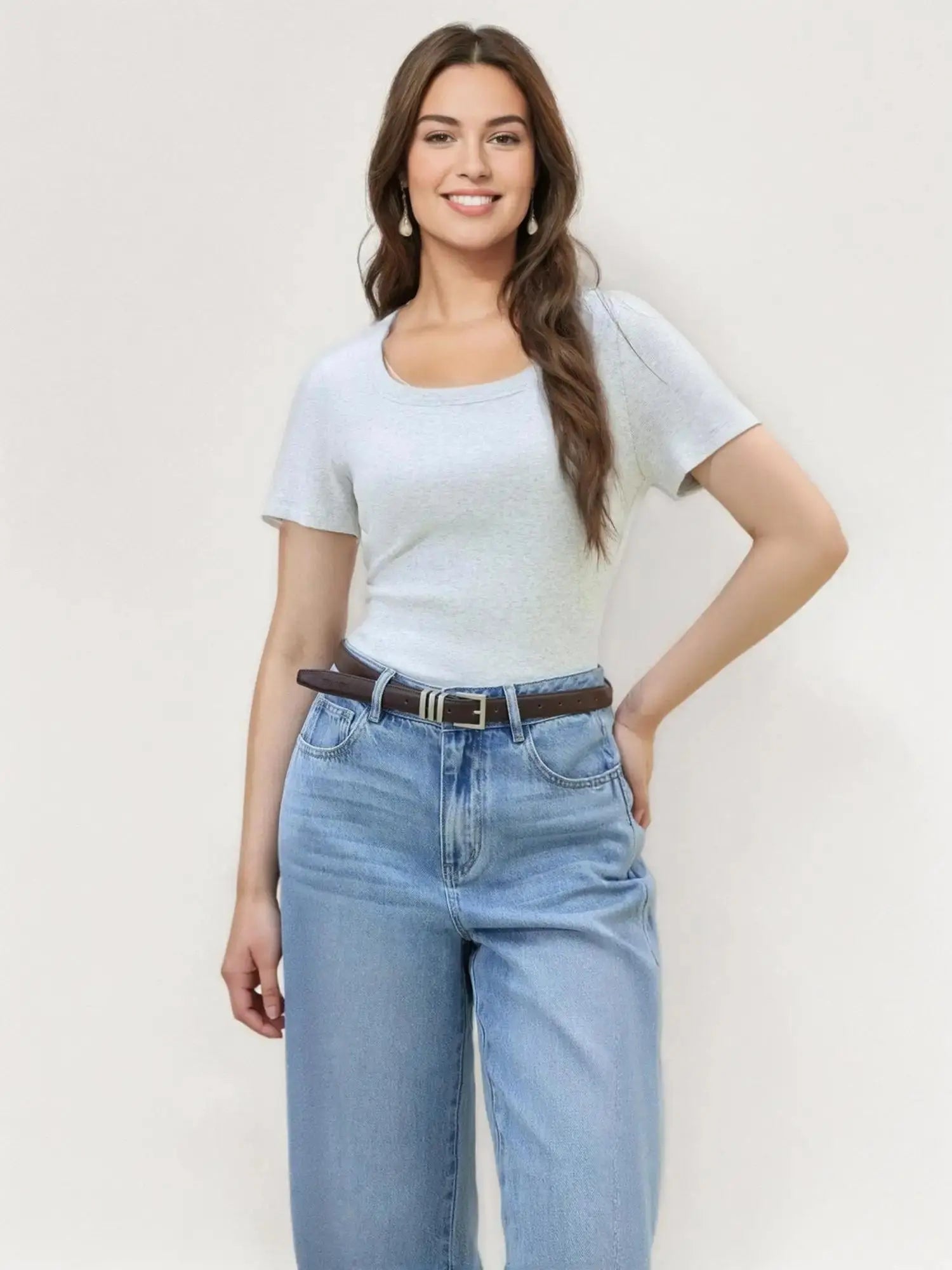 High-Stretch V/U Neck Tee Loran