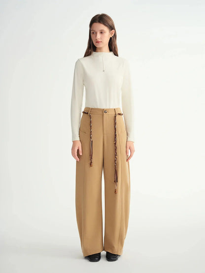 Curved Hem Wide-Leg Pants - Loran