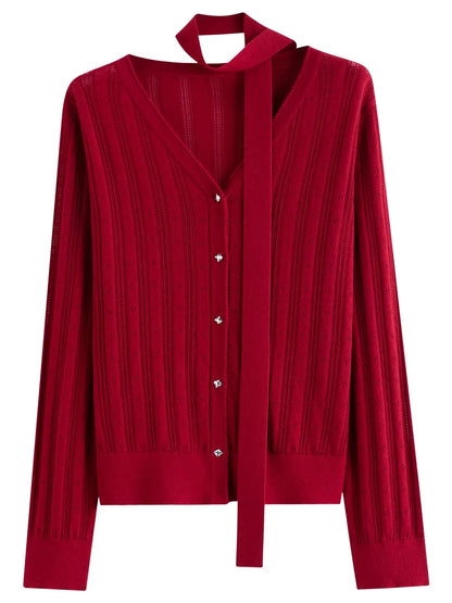 Detachable Bow & Lace Knit Cardigan for Women LORAN STORE