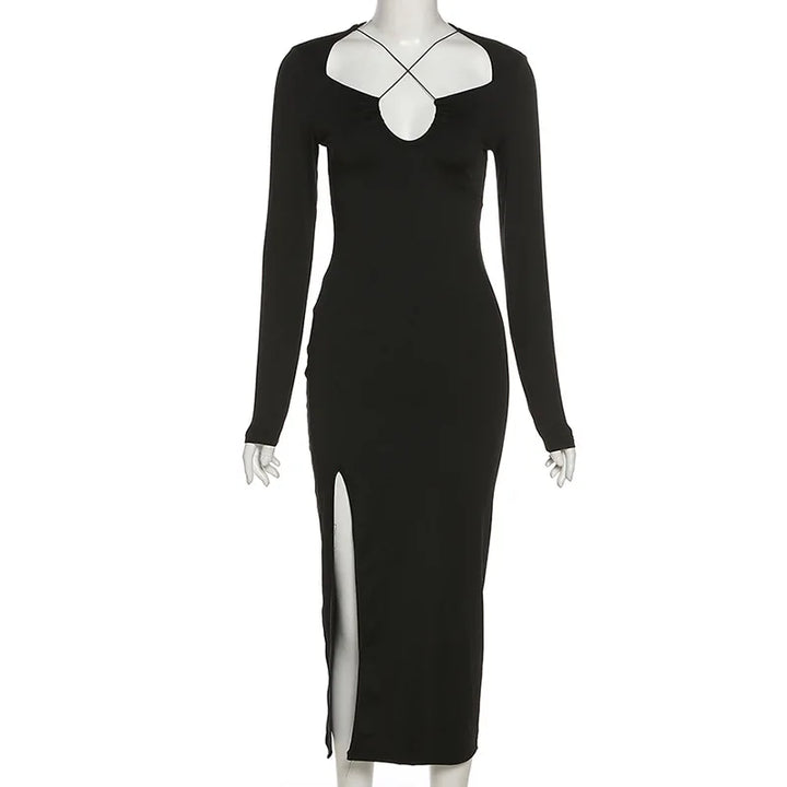 Maxi Dress Women Concise Side Spilt Elegant - 3IN SMART Shop  #