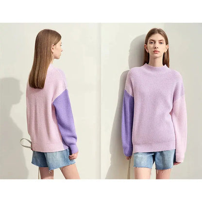 Chic Color Block Turtleneck Sweater - Loran