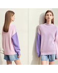 Chic Color Block Turtleneck Sweater