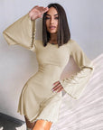 Chic Mini Dress: Flare Sleeves for Fall Nights