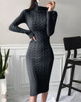 Warm Knitted Bodycon Turtleneck Dress for Autumn/Winter