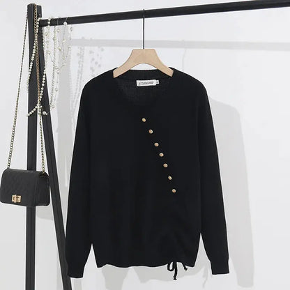 Plus Size Women's Long Sleeve Button Sweater - Loran