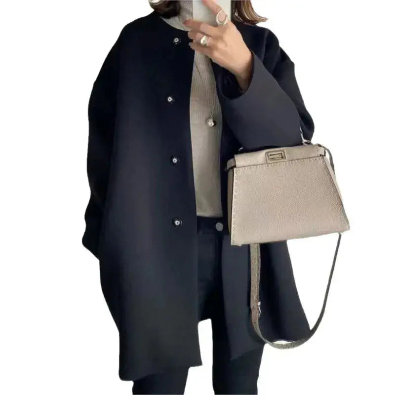 Elegant Wool Blend Mid-Length Coat - Loran