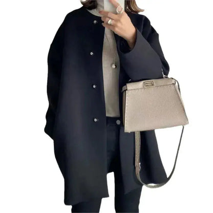 Elegant Wool Blend Mid-Length Coat - Loran