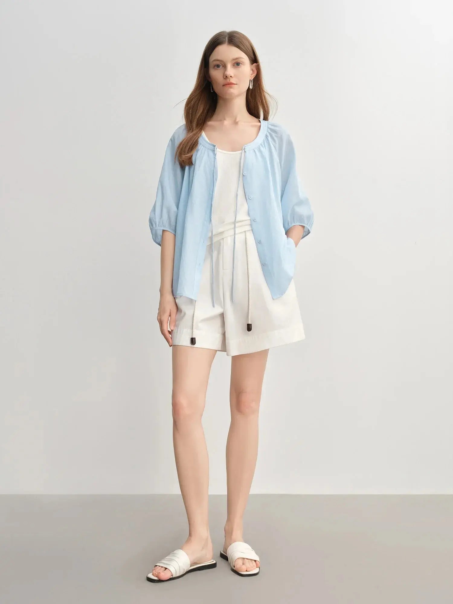 Flattering Half-Sleeve Summer Blouse LORAN STORE