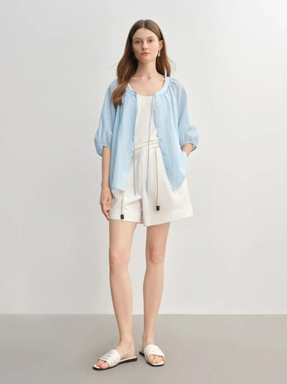 Flattering Half-Sleeve Summer Blouse LORAN STORE