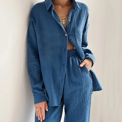 Women's 2-Piece Cotton Pajama Set Autumn Long Sleeve Sleepwear Loran