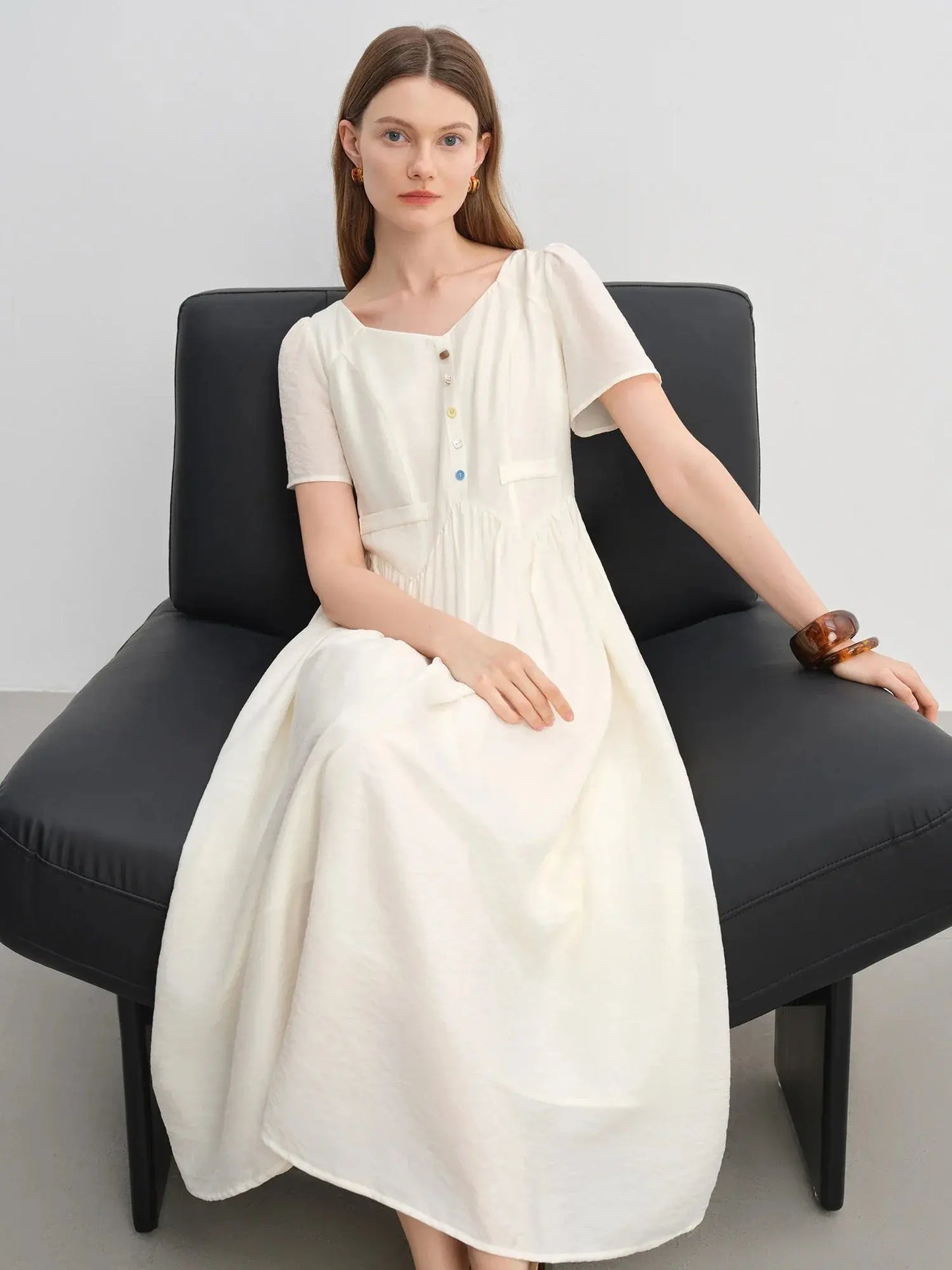 Vibrant Button-Down Style in White Sand & Sea Salt - Loran