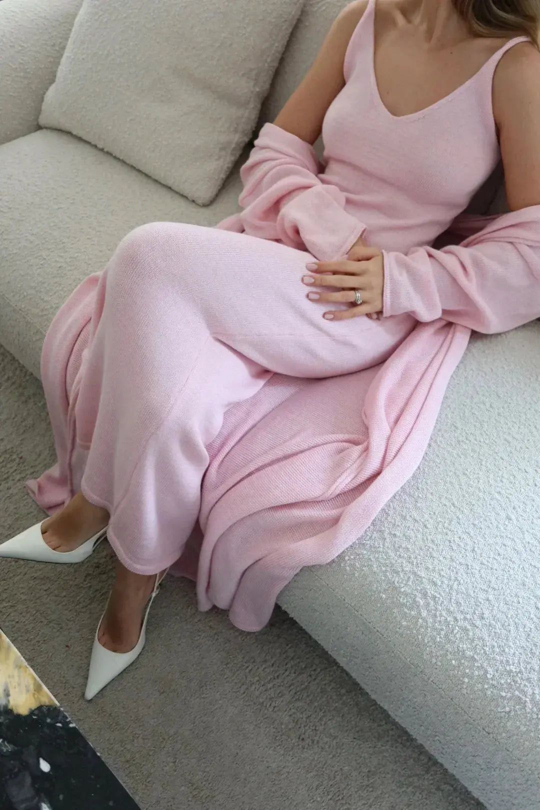 Effortless Soft-Knit Two-Piece Set with Long Cardigan - Loran