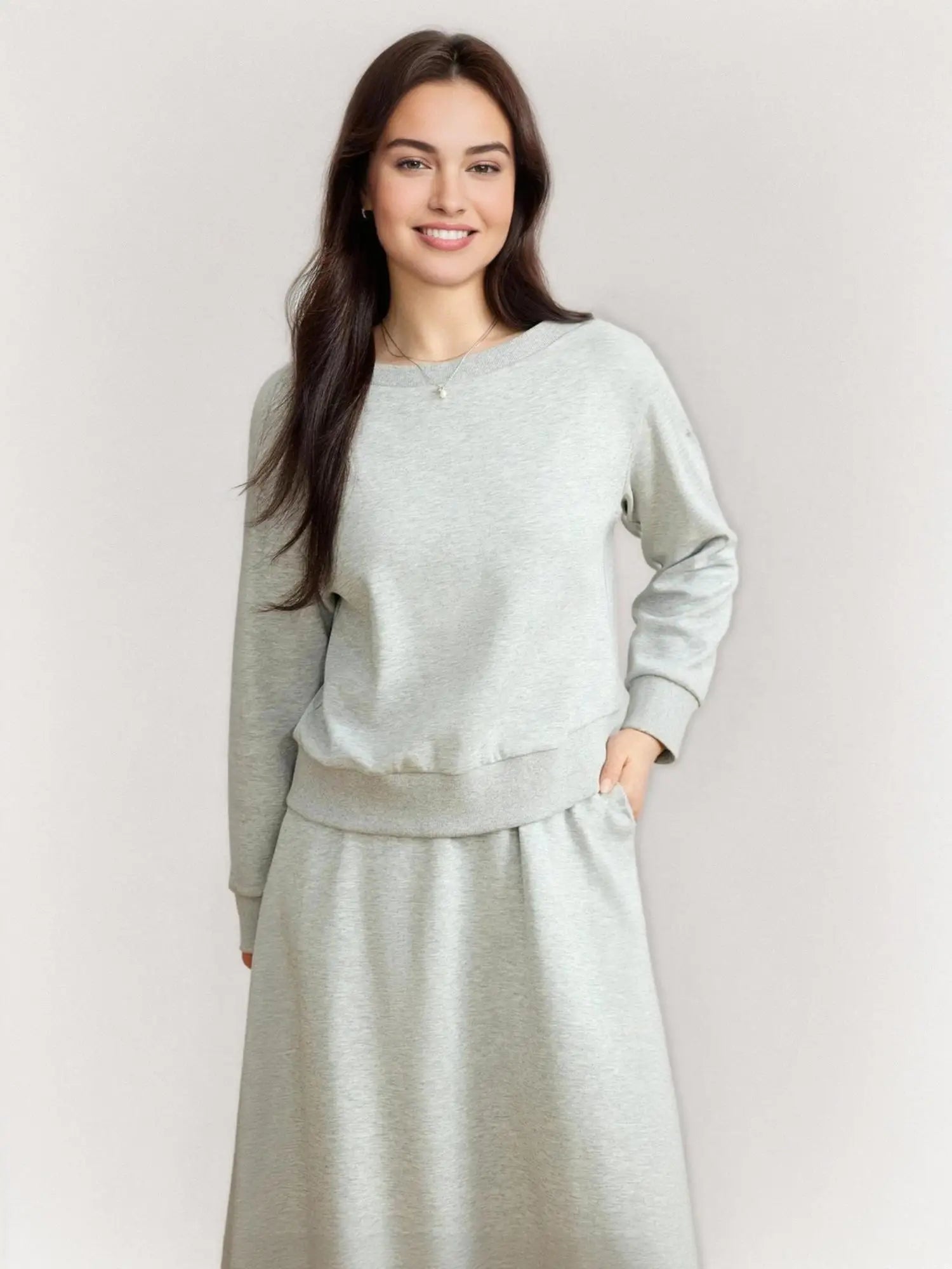 Plus Size Off-Shoulder Sweater & Skirt Set Elegant 2-Piece Loran