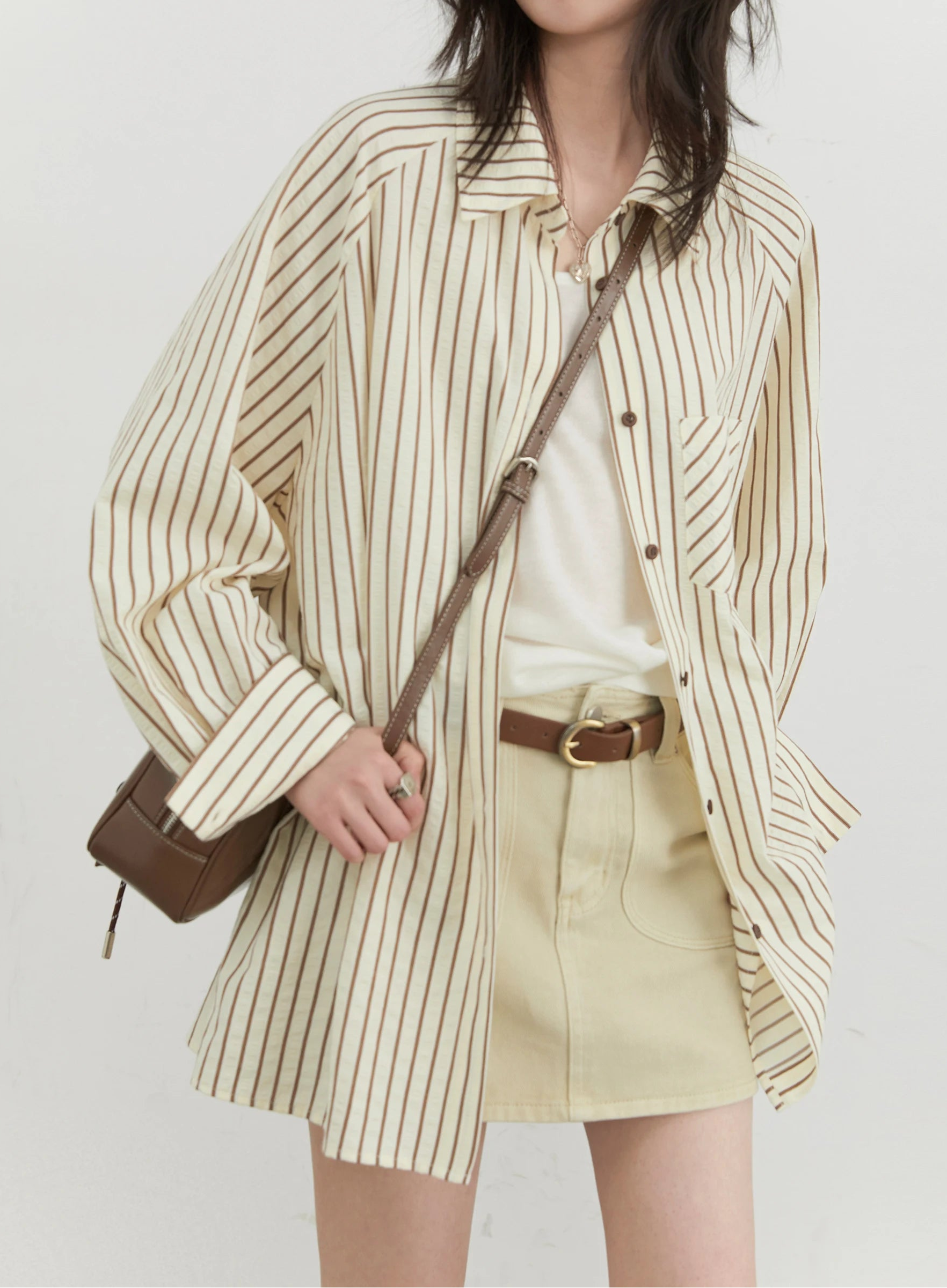 Women’s Oversized Striped Blouse Casual Spring Shirt Loran