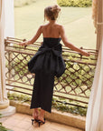 Elegant Strapless Backless Bow Dress for Evening Party