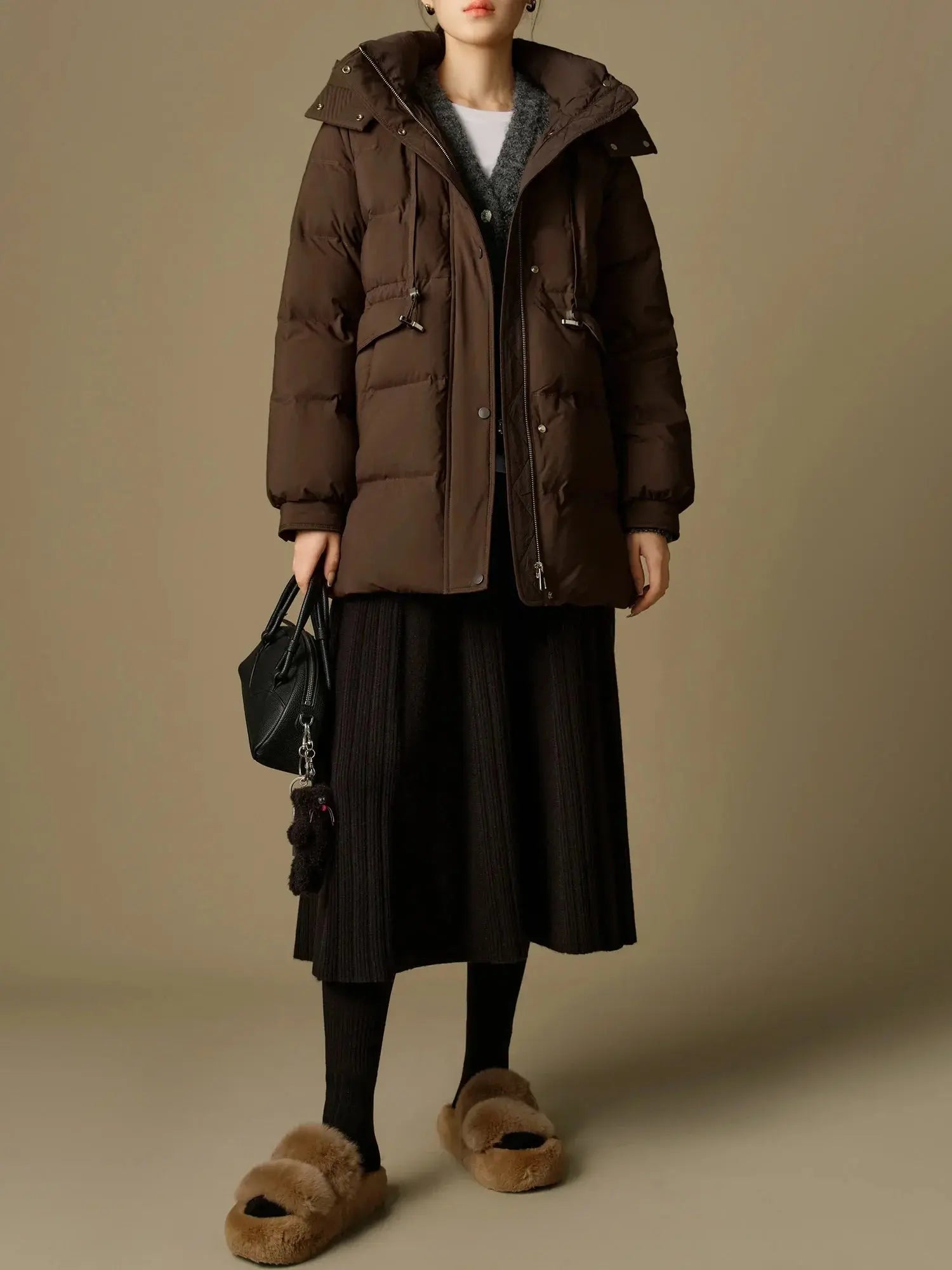 Women's Warm Brown Puffer Jacket - Loran