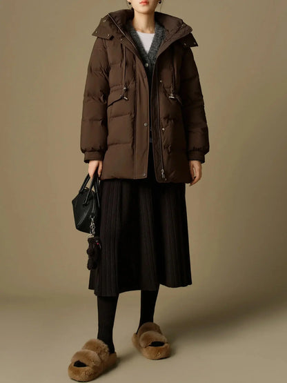 Women's Warm Brown Puffer Jacket - Loran