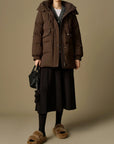 Women's Warm Brown Puffer Jacket