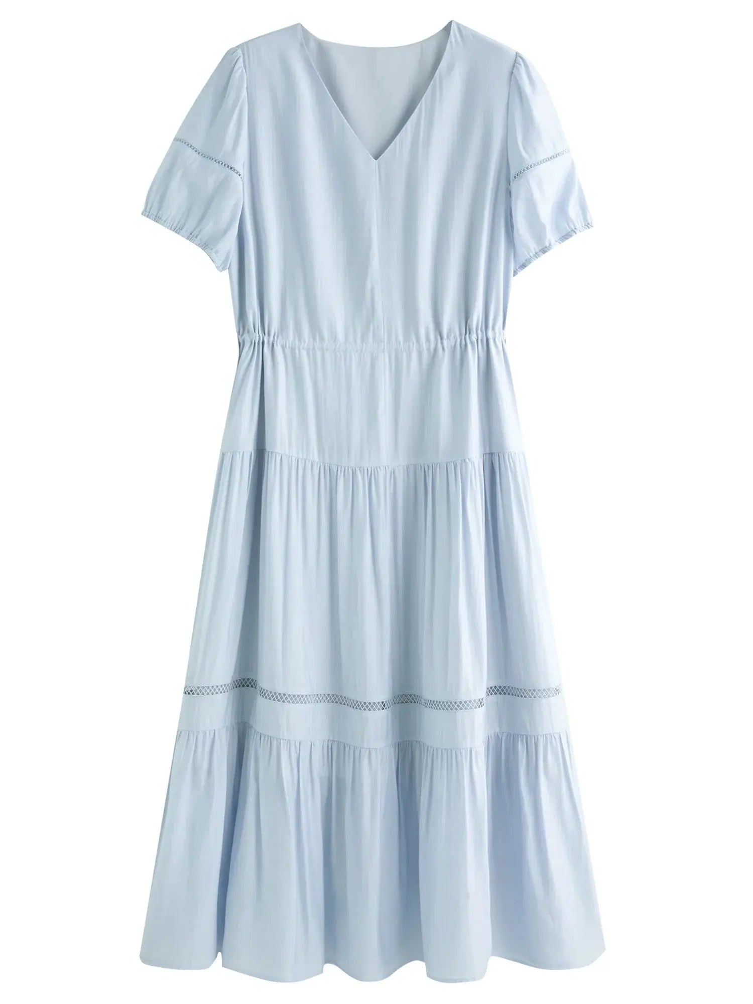 Breathable Linen Tiered Dress for a Flattering Curve - Loran