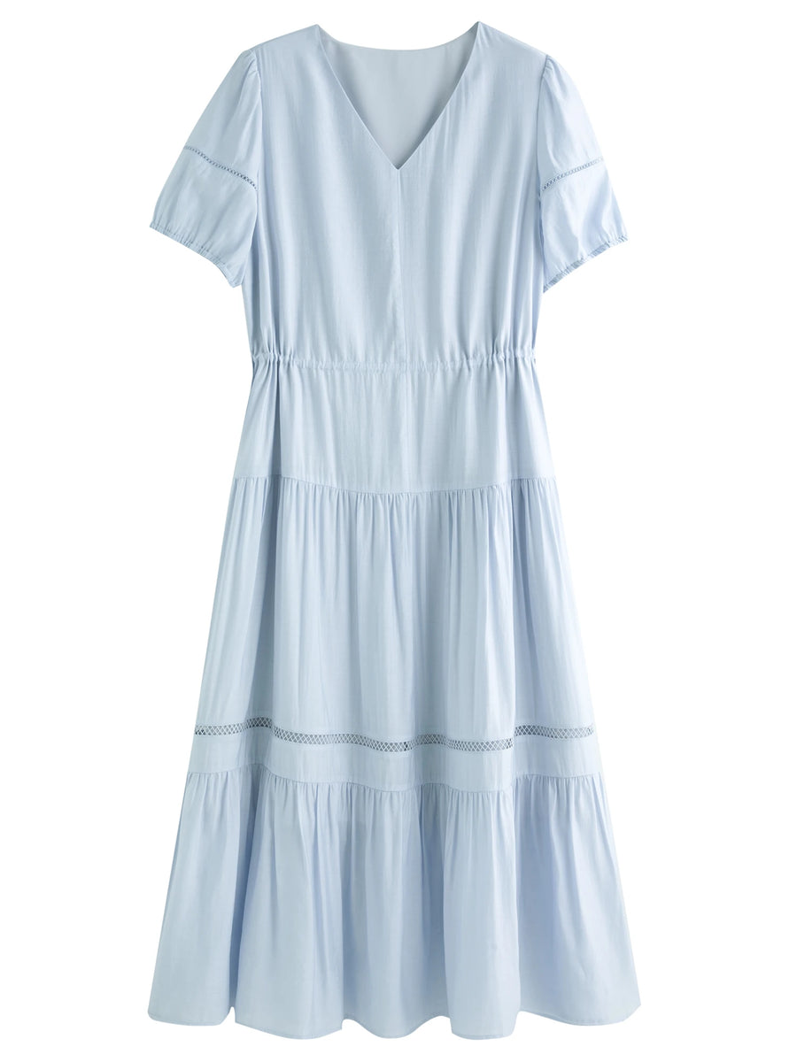 Breathable Linen Tiered Dress for a Flattering Curve