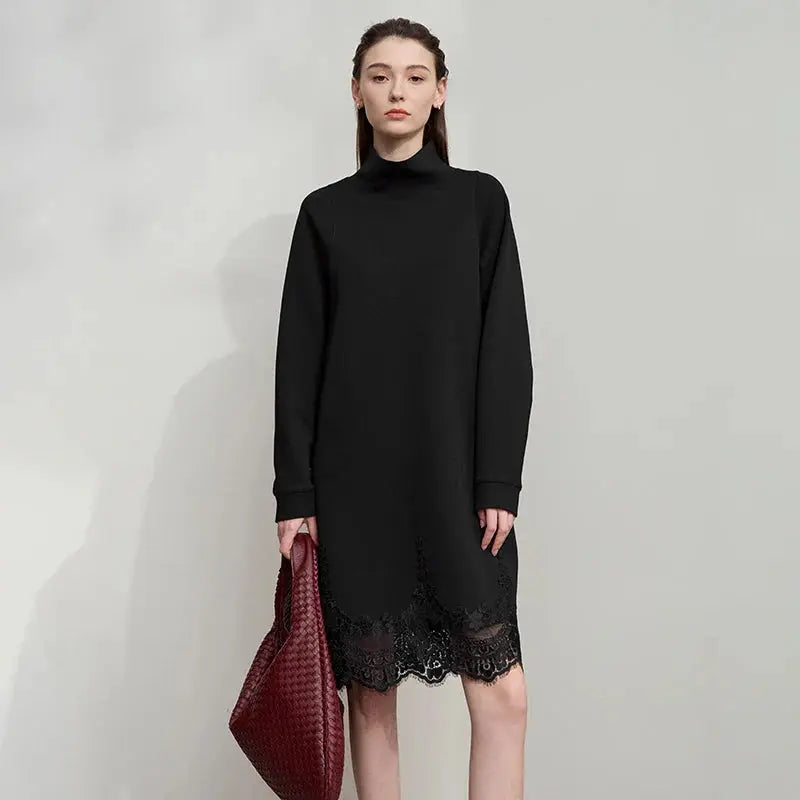 Turtleneck Knit Winter Dress for Women - Loran