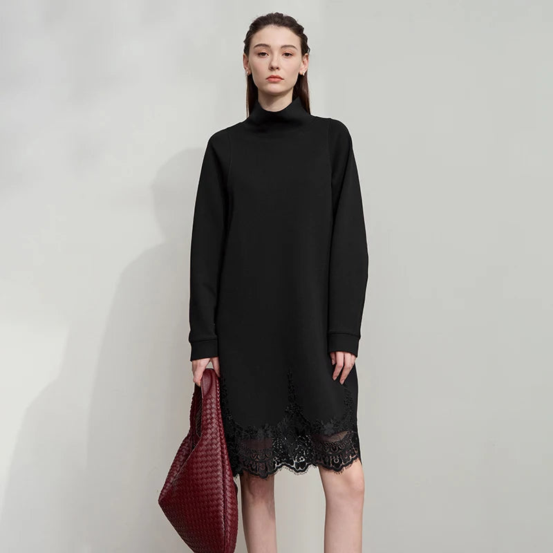 Turtleneck Knit Winter Dress for Women