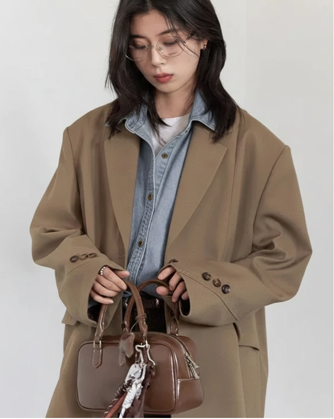 CHIC VEN Women Blazer Solid Loose Casual Button Design New Single Breasted Female Jackets Office Ladies Coat Spring Autumn 2025 Loran