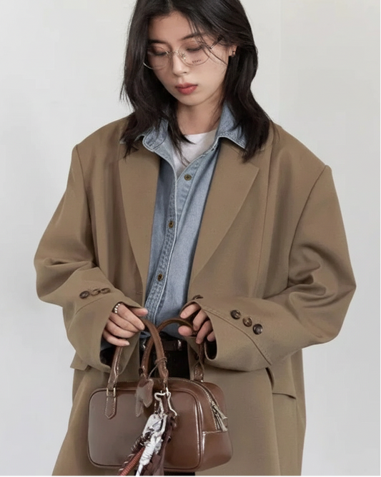 CHIC VEN Women Blazer Solid Loose Casual Button Design New Single Breasted Female Jackets Office Ladies Coat Spring Autumn 2025 Loran