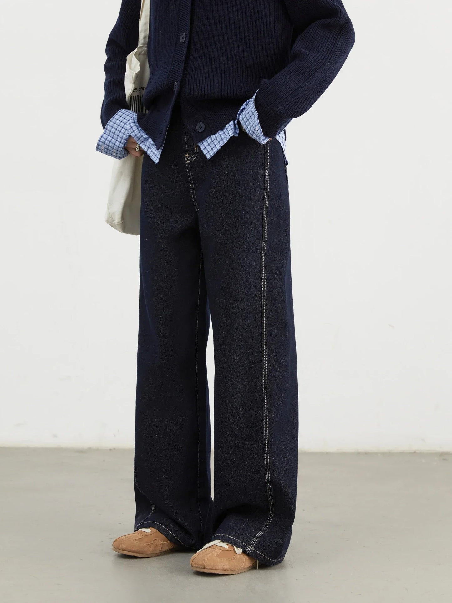 CHIC VEN Women Denim Pants Loose Casual High Waisted Straight Leg Jeans Female Wide Leg Trousers Oversize Autumn Winter 2024 Loran