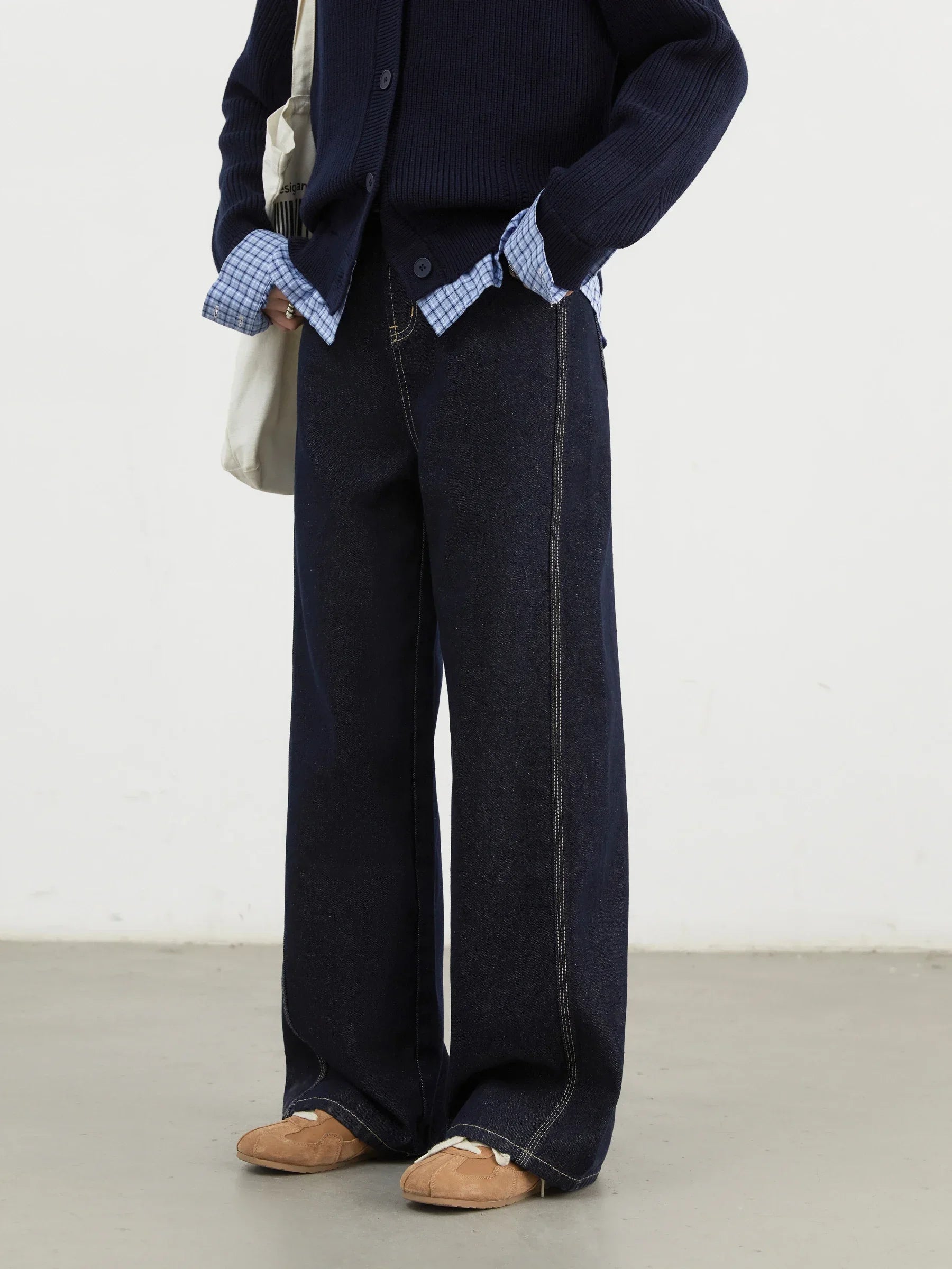 CHIC VEN Women Denim Pants Loose Casual High Waisted Straight Leg Jeans Female Wide Leg Trousers Oversize Autumn Winter 2024 Loran