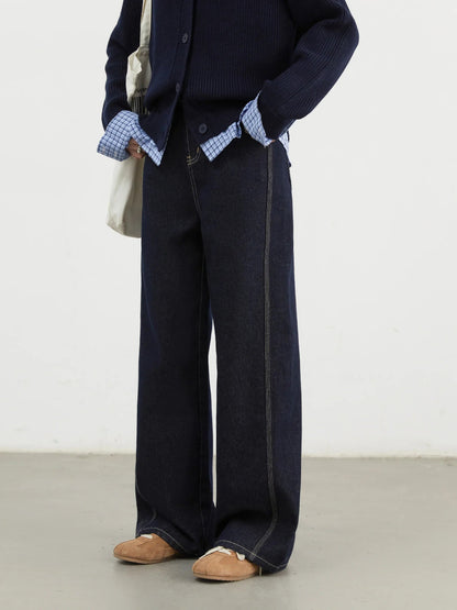 CHIC VEN Women Denim Pants Loose Casual High Waisted Straight Leg Jeans Female Wide Leg Trousers Oversize Autumn Winter 2024 Loran